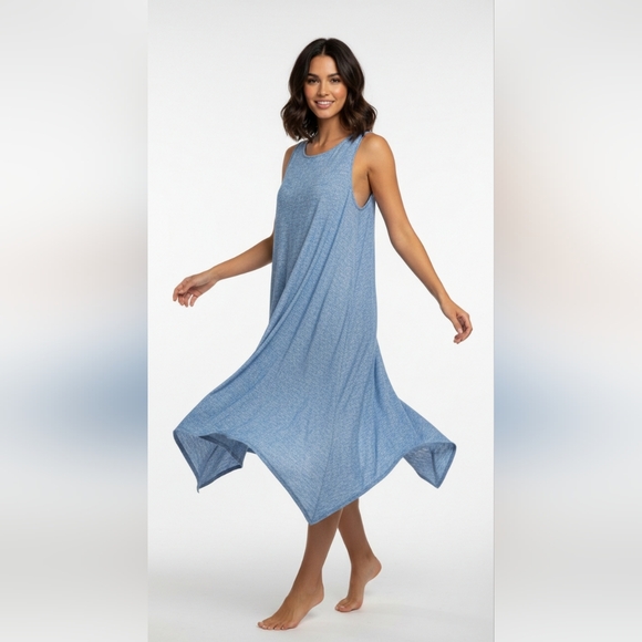 Anne Klein Dresses & Skirts - Anne Klein Blue Sleeveless Midi Dress Minimalist Shift Boho Beach Linen S